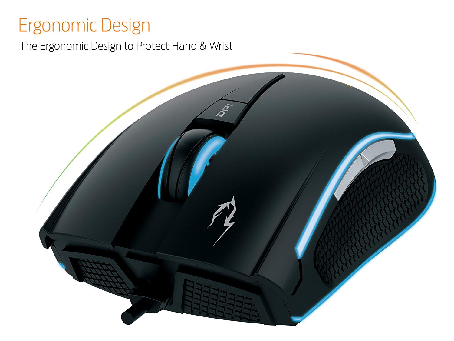 GAMDIAS Optical Gaming Mouse with 6 Smart Buttons, Double Level Multi-Color Lighting and Gaming Mouse Mat (ZEUS E1)