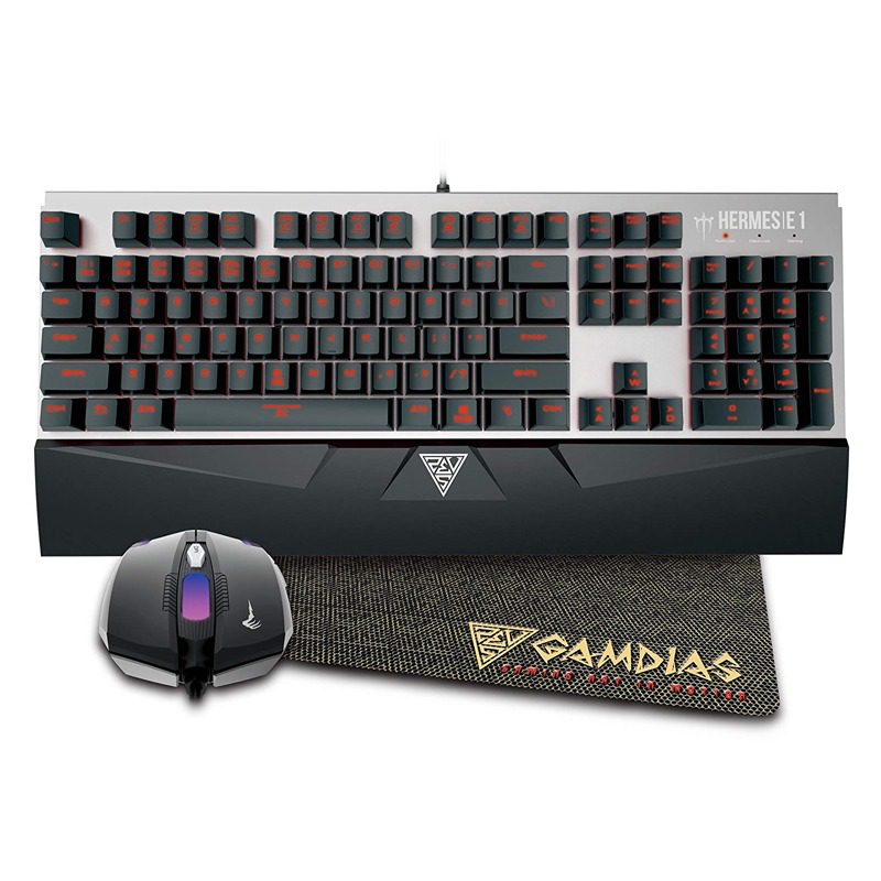 GAMDIAS Responsive Lighting Mechanical Gaming Keyboard with Demeter E2 Optical Mouse and NYX E1 Mouse Mat (HERMES E1)