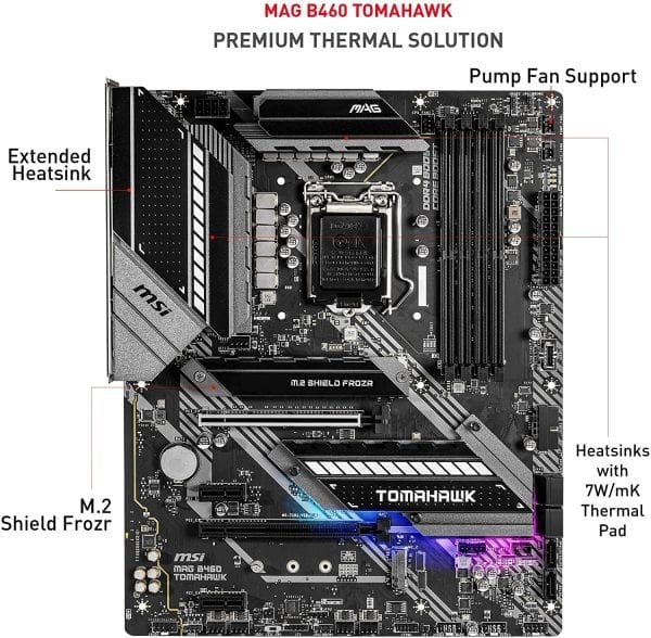 MSI MAG B460 Tomahawk Gaming Motherboard (ATX, 10th Gen Intel Core, LGA