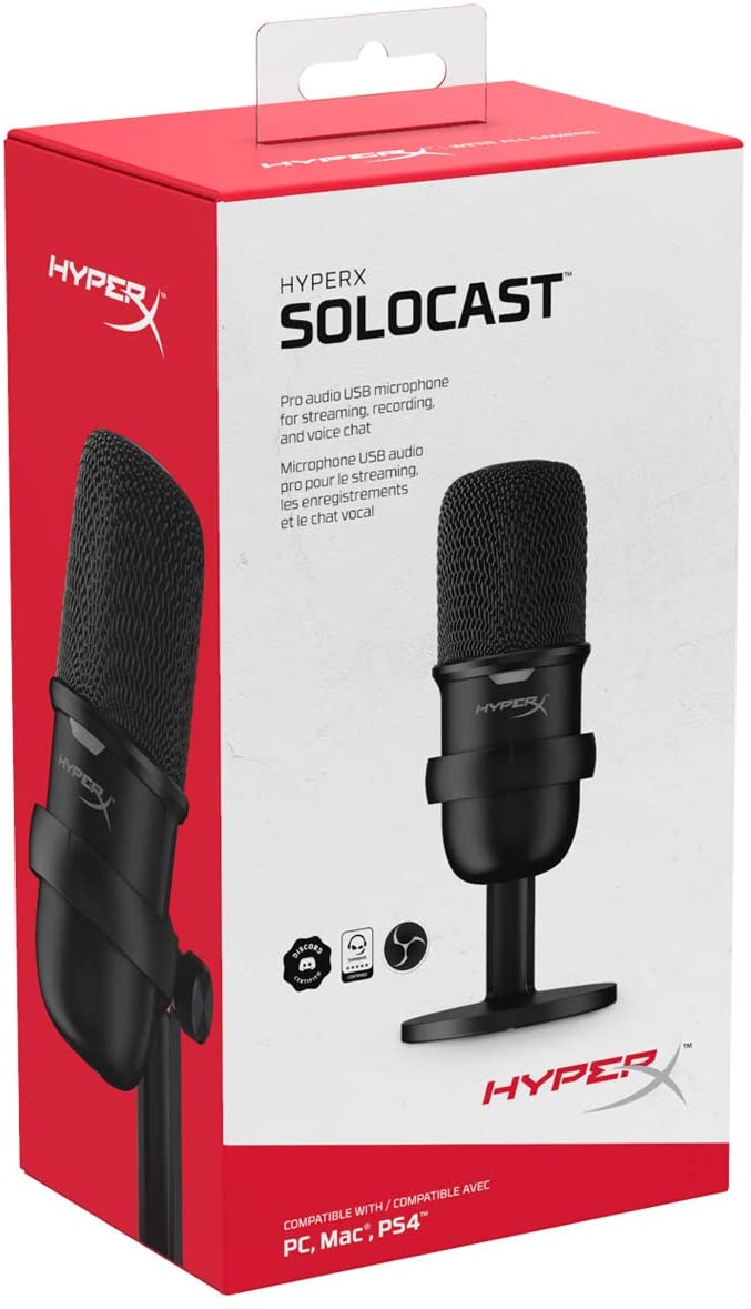 HyperX SoloCast Microphone USB à condensateur pour PC PS5 PS4 et Mac  Capteur Tap-to-Mute