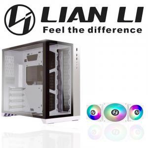Lian Li PC-O11DW 011 Dynamic Tempered Glass Gaming Computer Case – White + FAN FOR CASE Lian Li ST120-3W ARGB 3 Pack – White#CA-LL-011DWWH#FA-LL-ST120PWH