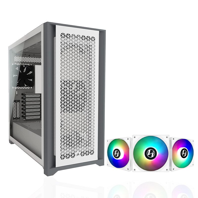CORSAIR 5000D AIRFLOW Tempered Glass Mid-Tower ATX— White#CA-CO-5000DAIRWH#FA-LL-ST120PWH