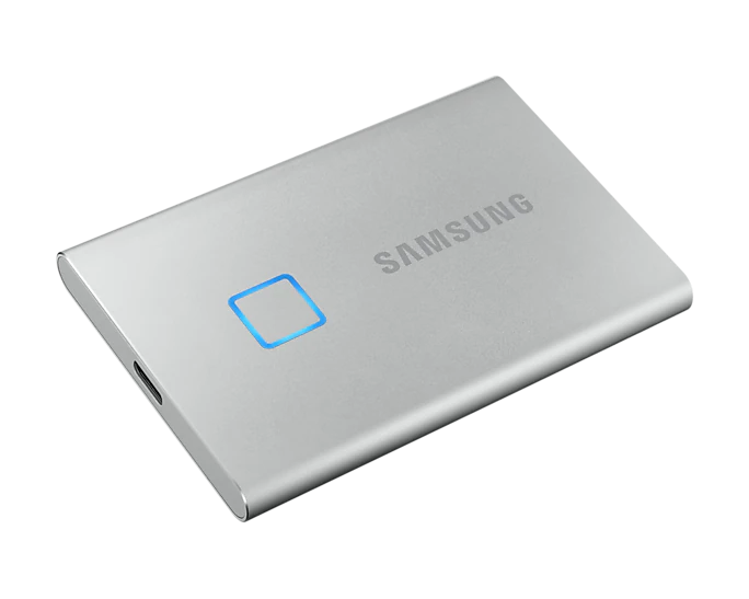 SSD SAMSUNG T7 Touch Portable SSD 2TB - Up to 1050MB/s - USB 3.2 External  Solid State Drive Silver (MU-PC2T0S/WW) - طبيب الكمبيوتر PCD